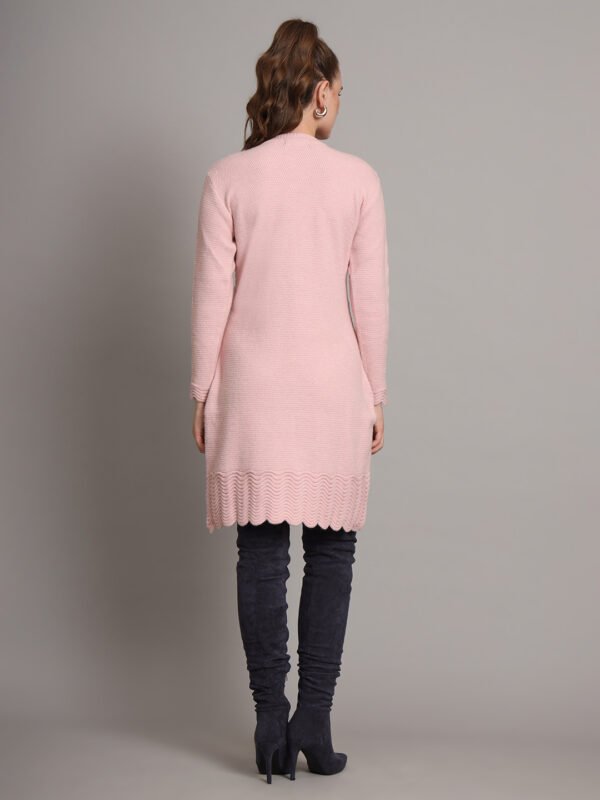 Women's Pink Knitted Sweater Dress with Floral Appliqué & Scallop Hem – Winter Jumper