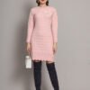 Women's Pink Knitted Sweater Dress with Floral Appliqué & Scallop Hem – Winter Jumper