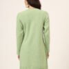 Women's Green Knitted Sweater Dress with Floral Appliqué & Scallop Hem – Winter Jumper