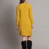 Women's Mustard Knitted Sweater Dress with Floral Appliqué & Scallop Hem – Winter Jumper