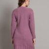 Women's Mauve Purple Winter Knitted Jumper Dress with Long Sleeves, Scalloped Hem & Floral Appliqué