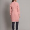 Women's Pink Cable-Knit Winter Jumper Dress with High Neck & Balloon Sleeves