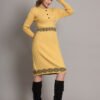 J3_GOLD_01_4 Women’s Mustard Yellow Ribbed Knit Winter Jumper Dress with Embroidered Details