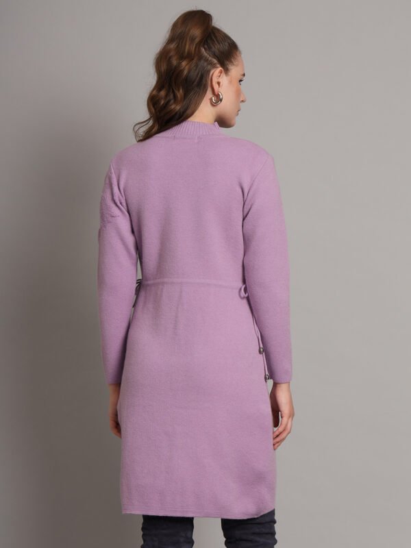 Lilac Embroidered Maple Leaf Knit Jumper Dress for Women – Winter Collection