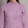 Lilac Embroidered Maple Leaf Knit Jumper Dress for Women – Winter Collection