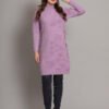 Lilac Embroidered Maple Leaf Knit Jumper Dress for Women – Winter Collection