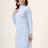 Sky Blue Textured Knit Jumper Dress for Women – Winter Collection