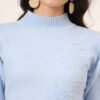 Sky Blue Textured Knit Jumper Dress for Women – Winter Collection