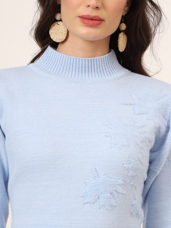 Sky Blue Textured Knit Jumper Dress for Women – Winter Collection
