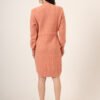 Women's Peach Cable-Knit Winter Jumper Dress with High Neck & Balloon Sleeves