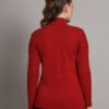 Women’s Maroon Cable Knit High Neck Mid-Length Winter Top with Front Pockets