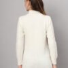 Women's Off-White Cable Knit Mid-Length Winter Top with High Neck & Pocket Detailing