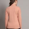Women's Peach Cable Knit Mid-Length Winter Top with High Neck & Front Pocket