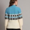 Women’s Sky Blue & Ivory Fair Isle Knit Mid-Length Winter Sweater Top