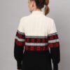 Women’s White & Black Nordic Knit Mid-Length Winter Sweater Top