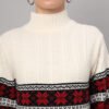Women’s White & Black Nordic Knit Mid-Length Winter Sweater Top