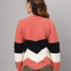 Women’s Dark Peach & Chevron Knit Short-Length Winter Sweater Top