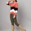 Women’s Dark Peach & Chevron Knit Short-Length Winter Sweater Top