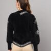 Women's Black & White Geometric Pattern Short-Length Winter Sweater Top