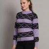 Lavender & Black Knit Short-Length Winter Sweater Top