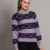 Lavender & Black Knit Short-Length Winter Sweater Top