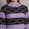 Lavender & Black Knit Short-Length Winter Sweater Top
