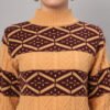 Mustard & Chocolate Brown Knit Short-Length Winter Sweater Top