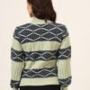 Pistachio & Navy Knit Short-Length Winter Sweater Top