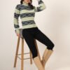 Pistachio & Navy Knit Short-Length Winter Sweater Top