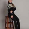 Black & Ivory Modern Nordic Short-Length Winter Sweater Top