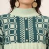 Pistachio & Navy Knit Short-Length Winter Sweater Top