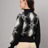 Black & White High-Neck Short-Length Winter Sweater Top