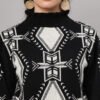 Black & White High-Neck Short-Length Winter Sweater Top