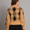 Mustard & Black High-Neck Short-Length Winter Sweater Top