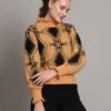 Mustard & Black High-Neck Short-Length Winter Sweater Top