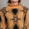 Mustard & Black High-Neck Short-Length Winter Sweater Top