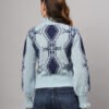 Sky Blue & Navy High-Neck Short-Length Winter Sweater Top