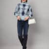 Sky Blue & Navy High-Neck Short-Length Winter Sweater Top