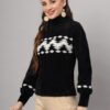 Black & White Chevron Knit Short-Length Winter Sweater Top