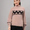 Dusty Mauve & Black Knit Short-Length Winter Sweater Top
