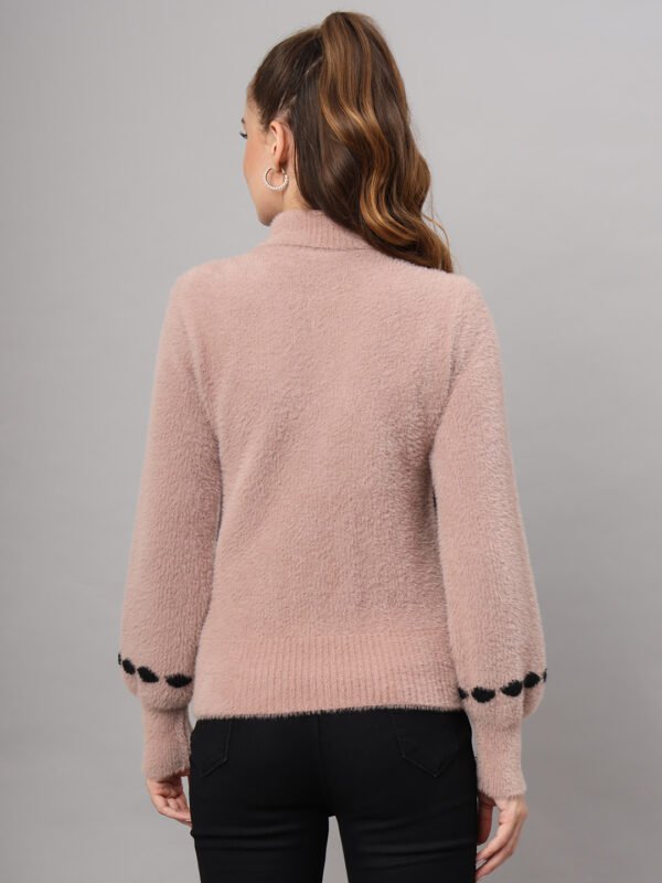 Dusty Mauve & Black Knit Short-Length Winter Sweater Top