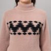 Dusty Mauve & Black Knit Short-Length Winter Sweater Top