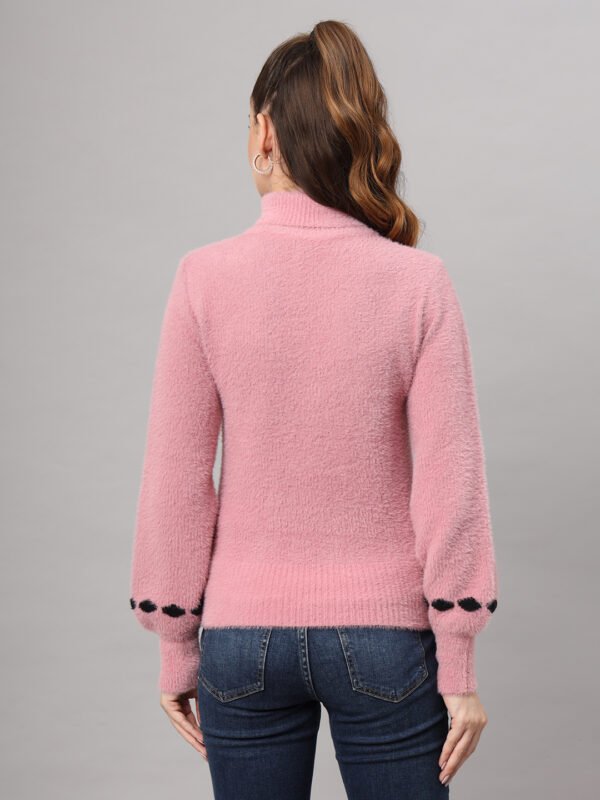 Pink & Black Knit Short-Length Winter Sweater Top