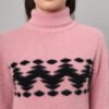 Pink & Black Knit Short-Length Winter Sweater Top
