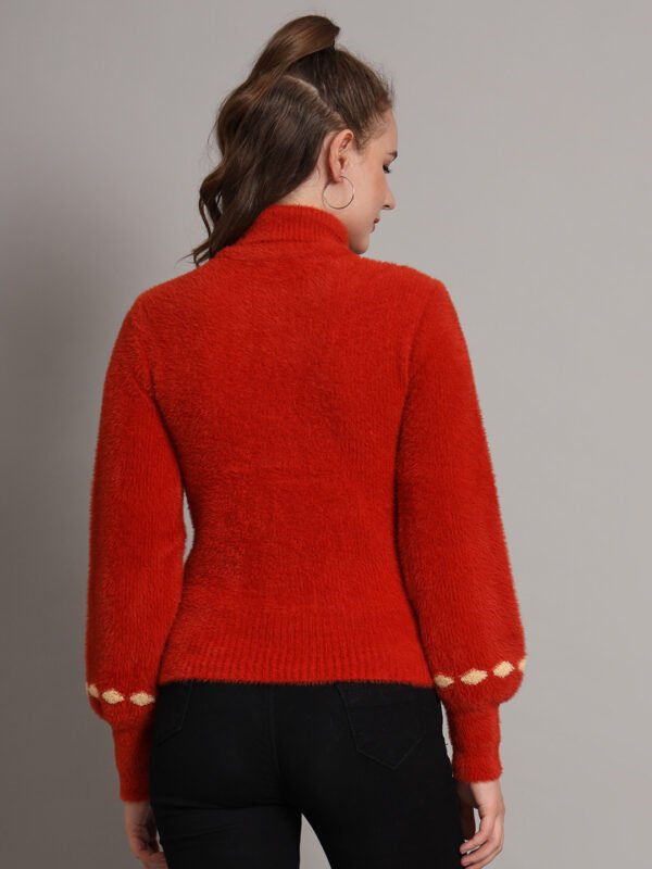 Rust & Cream Knit Short-Length Winter Sweater Top