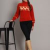 Rust & Cream Knit Short-Length Winter Sweater Top