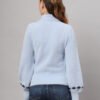 Sky Blue & Navy Knit Short-Length Winter Sweater Top