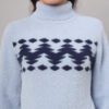 Sky Blue & Navy Knit Short-Length Winter Sweater Top