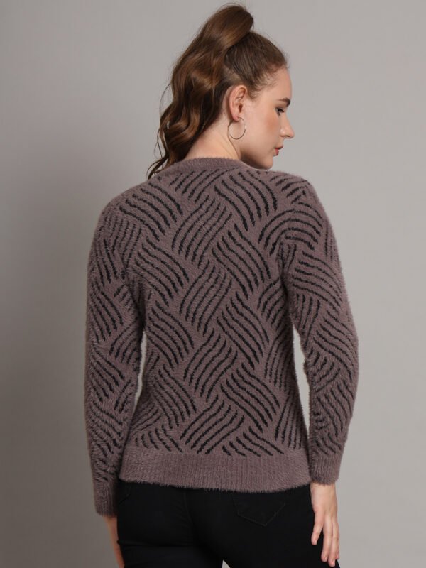Dusty Mauve & Black Knit Short-Length Winter Sweater Top