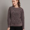 Dusty Mauve & Black Knit Short-Length Winter Sweater Top